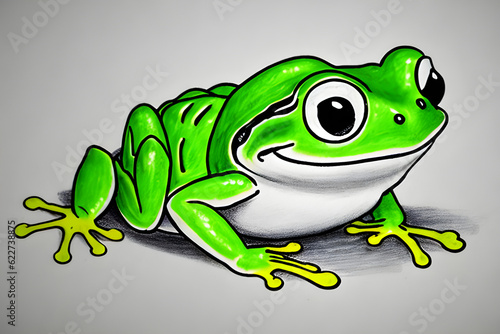 green frog cartoon. Generative AI