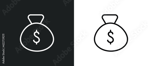 old money bag outline icon in white and black colors. old money bag flat vector icon from desert collection for web, mobile apps and ui.