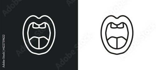 oral outline icon in white and black colors. oral flat vector icon from dentist collection for web, mobile apps and ui.