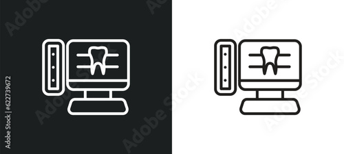 radiograph outline icon in white and black colors. radiograph flat vector icon from dentist collection for web, mobile apps and ui.
