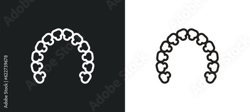 lingual braces outline icon in white and black colors. lingual braces flat vector icon from dentist collection for web, mobile apps and ui.