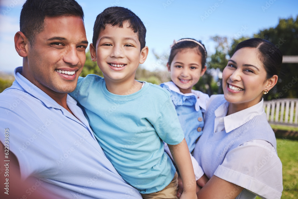 Portrait , happy and selfie with family in garden for bonding in summer with children on weekend. Kids, memory and face with parents in outdoor for quality time with love in nature with smile. Portrait , happy and selfie with family in garden for bonding in summer with children on weekend. Kids, memory and face with parents in outdoor for quality time with love in nature with smile.