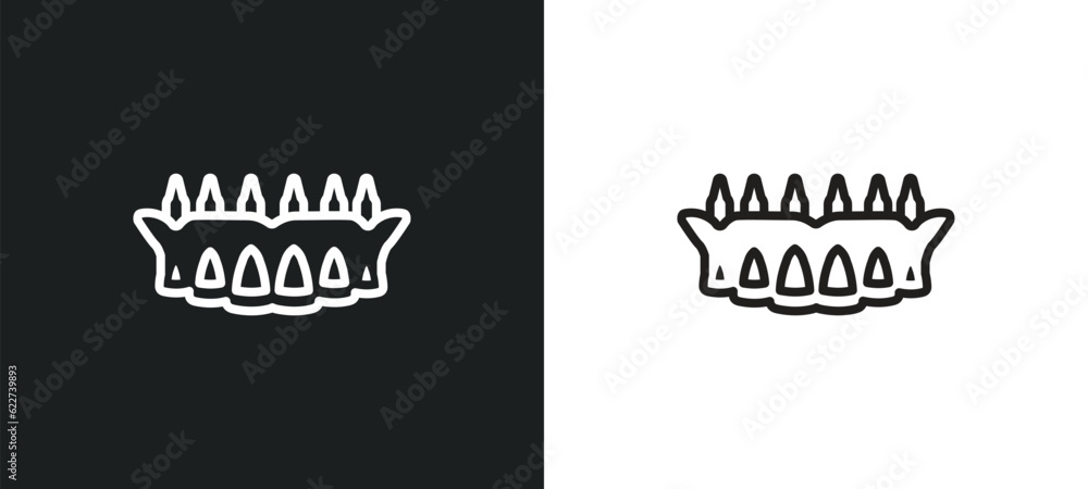 dental prosthesis outline icon in white and black colors. dental prosthesis flat vector icon from dentist collection for web, mobile apps and ui.