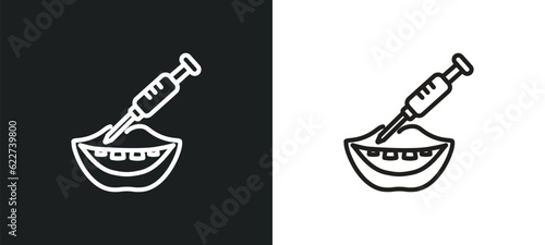 filler outline icon in white and black colors. filler flat vector icon from dentist collection for web, mobile apps and ui.