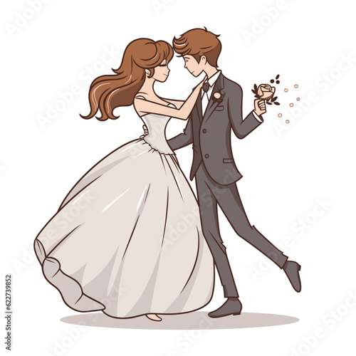 Wedding hand-drawn comic illustration. Wedding. Vector doodle style cartoon illustration