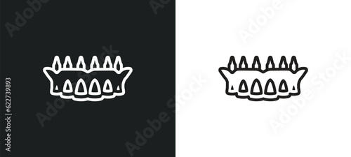 dental prosthesis outline icon in white and black colors. dental prosthesis flat vector icon from dentist collection for web, mobile apps and ui.