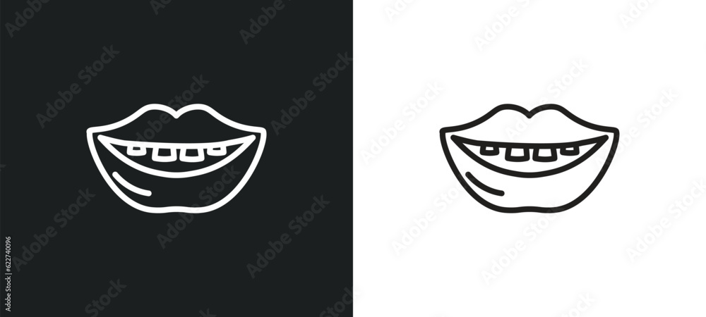 Obraz premium mouth outline icon in white and black colors. mouth flat vector icon from dentist collection for web, mobile apps and ui.