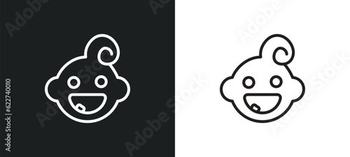 baby dental outline icon in white and black colors. baby dental flat vector icon from dentist collection for web, mobile apps and ui.