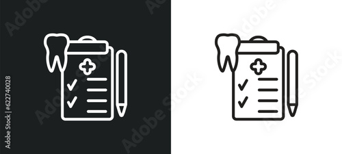 medical list outline icon in white and black colors. medical list flat vector icon from dentist collection for web, mobile apps and ui.