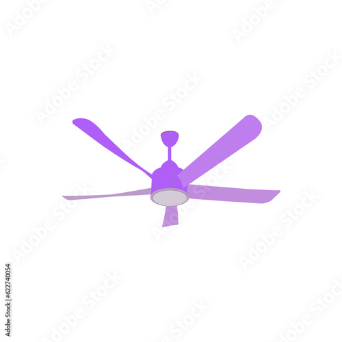 Ceiling air fan vector drawing on isolated white background fix on roof wall illustration object icon sign logo flat design cartoon realistic abstract art concept electric home appliance many blades.