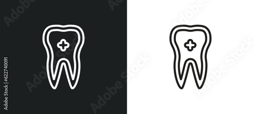 dental outline icon in white and black colors. dental flat vector icon from dentist collection for web, mobile apps and ui.