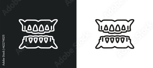 dentures outline icon in white and black colors. dentures flat vector icon from dentist collection for web, mobile apps and ui.