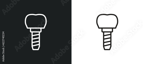 implant outline icon in white and black colors. implant flat vector icon from dentist collection for web, mobile apps and ui.