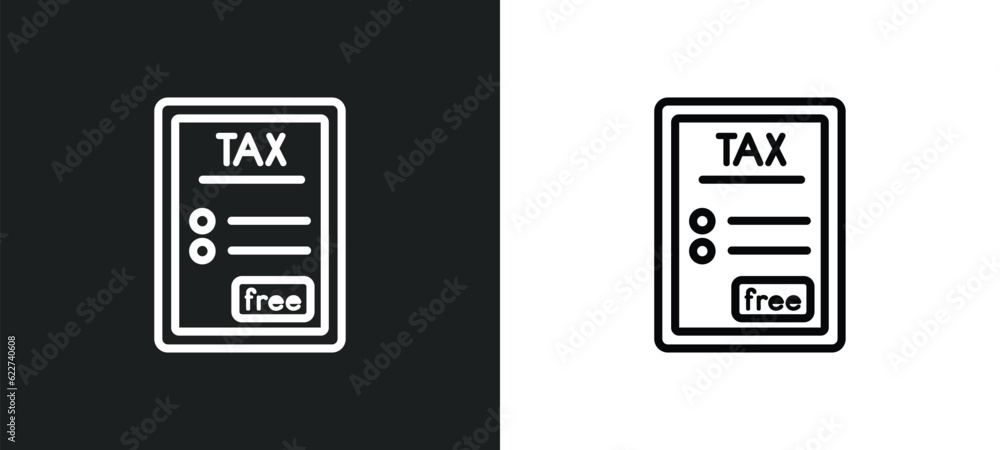 tax free outline icon in white and black colors. tax free flat vector icon from delivery and logistics collection for web, mobile apps and ui.