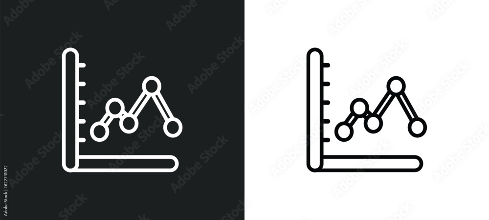 Obraz premium line chart outline icon in white and black colors. line chart flat vector icon from customer service collection for web, mobile apps and ui.
