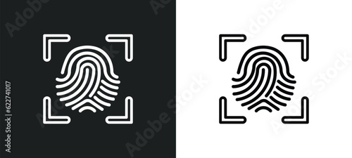 biometric recognition outline icon in white and black colors. biometric recognition flat vector icon from cyber collection for web, mobile apps and ui.