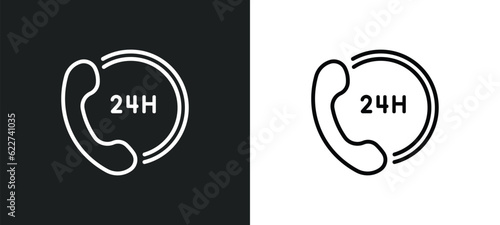 24 hours outline icon in white and black colors. 24 hours flat vector icon from customer service collection for web, mobile apps and ui.