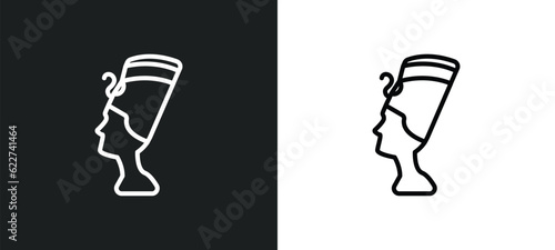 nefertiti outline icon in white and black colors. nefertiti flat vector icon from culture collection for web, mobile apps and ui.