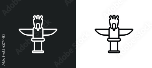 native american totem outline icon in white and black colors. native american totem flat vector icon from culture collection for web, mobile apps and ui.