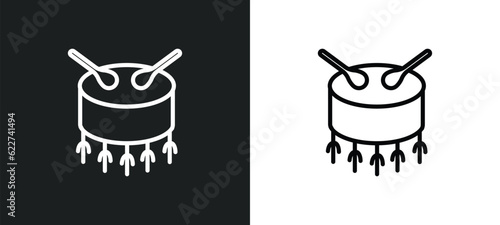 native american drum outline icon in white and black colors. native american drum flat vector icon from culture collection for web, mobile apps and ui.