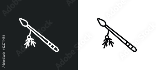 native american spear outline icon in white and black colors. native american spear flat vector icon from culture collection for web, mobile apps and ui.