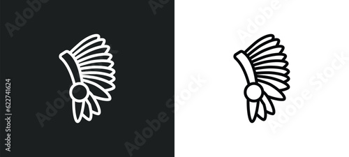 indian headdress outline icon in white and black colors. indian headdress flat vector icon from culture collection for web, mobile apps and ui.