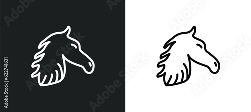 horse head outline icon in white and black colors. horse head flat vector icon from culture collection for web, mobile apps and ui.