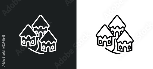 indian village outline icon in white and black colors. indian village flat vector icon from culture collection for web, mobile apps and ui.