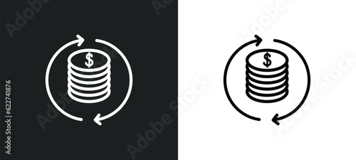 currency circulate outline icon in white and black colors. currency circulate flat vector icon from economyandfinance collection for web, mobile apps and ui.
