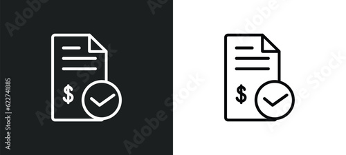 invoice outline icon in white and black colors. invoice flat vector icon from economyandfinance collection for web, mobile apps and ui.