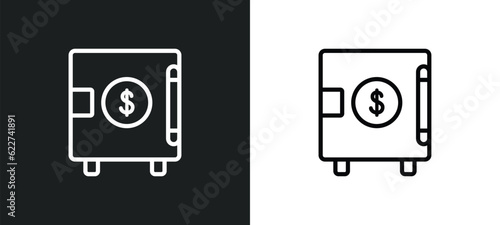strongbox outline icon in white and black colors. strongbox flat vector icon from economyandfinance collection for web, mobile apps and ui.