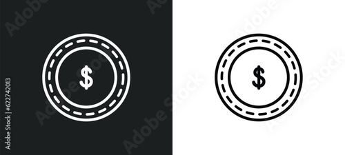 casino chips outline icon in white and black colors. casino chips flat vector icon from economyandfinance collection for web, mobile apps and ui.