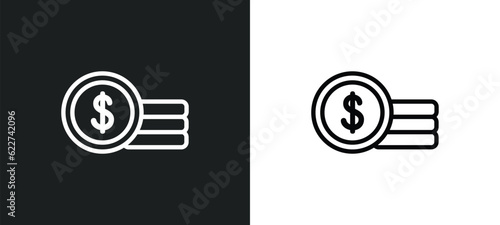 coin outline icon in white and black colors. coin flat vector icon from cryptocurrency collection for web, mobile apps and ui.