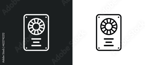 video card outline icon in white and black colors. video card flat vector icon from cryptocurrency collection for web, mobile apps and ui.