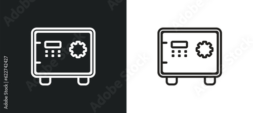 strongbox outline icon in white and black colors. strongbox flat vector icon from cryptocurrency economy collection for web, mobile apps and ui.