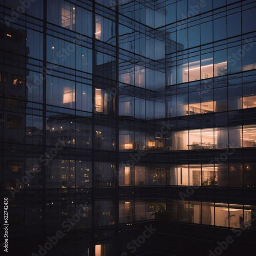 3d illustration of modern office building with reflections on glass surface.Generative AI