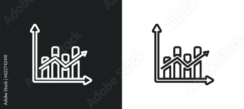 stocks outline icon in white and black colors. stocks flat vector icon from cryptocurrency economy collection for web, mobile apps and ui.