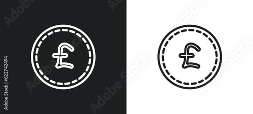 pound sterling outline icon in white and black colors. pound sterling flat vector icon from cryptocurrency economy collection for web, mobile apps and ui.