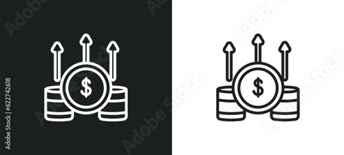 crypto invest outline icon in white and black colors. crypto invest flat vector icon from cryptocurrency economy collection for web, mobile apps and ui.