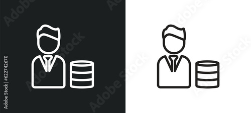banker outline icon in white and black colors. banker flat vector icon from cryptocurrency economy collection for web, mobile apps and ui.