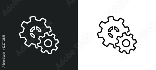 cogwheel outline icon in white and black colors. cogwheel flat vector icon from creative pocess collection for web, mobile apps and ui.