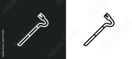 crowbar outline icon in white and black colors. crowbar flat vector icon from tools collection for web, mobile apps and ui.