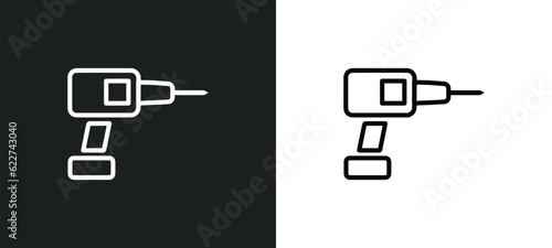 hand drill outline icon in white and black colors. hand drill flat vector icon from tools collection for web, mobile apps and ui.