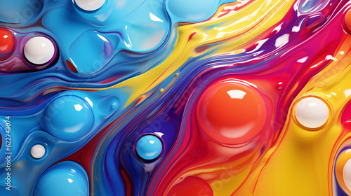 A vibrant backdrop of colorful liquid water droplets, featuring shades of red.