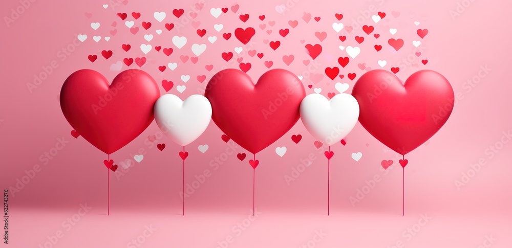 Valentine's day pink background, Cute love banner or card. Place for text