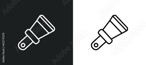 scratcher tool outline icon in white and black colors. scratcher tool flat vector icon from construction collection for web, mobile apps and ui.