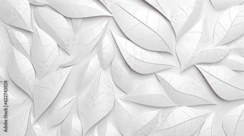 White 3D tiled textured background with geometric leaves.