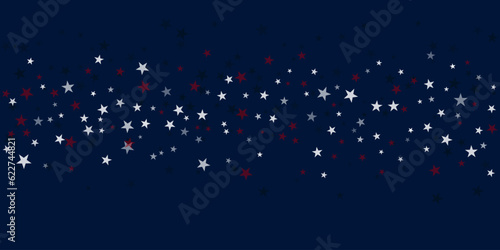 USA flag stars background, red and blue stars confetti