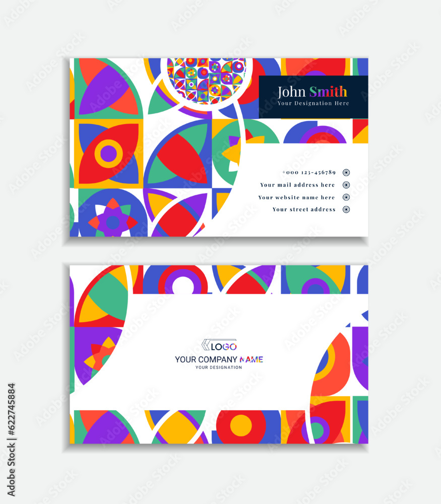 Professional and modern business card creative design with minimal abstract shapes