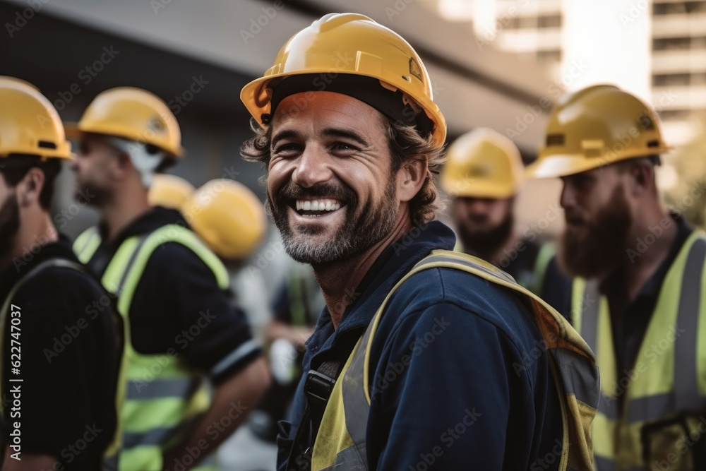 Portrait of happy construction worker working at construction site, business, building, Teamwork and people concept . Portrait of happy construction worker working at construction site, business, building, Teamwork and people concept .